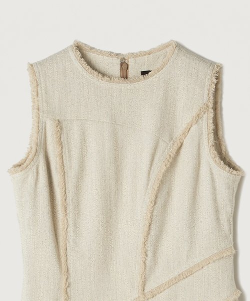 カーヴィングシームツイードワンピース 着丈 バスト 5cm ウエスト ヒップ