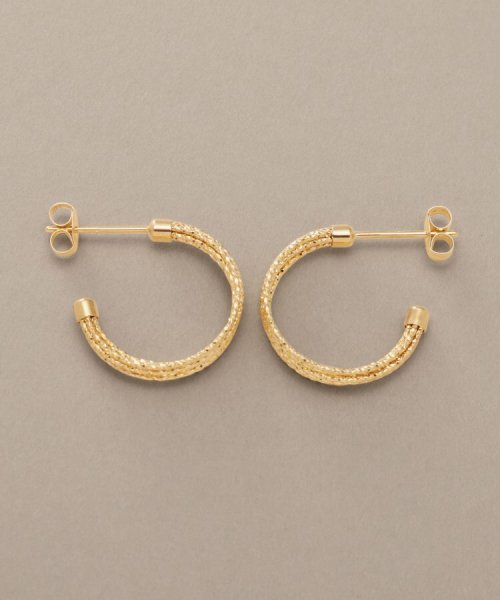 K18ミラーカット7連 フープピアス 