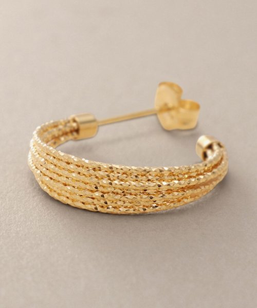 K18ミラーカット7連 フープピアス 