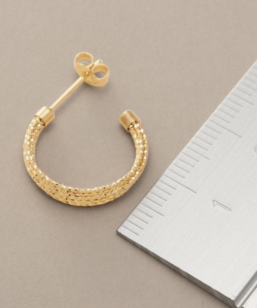 K18ミラーカット7連 フープピアス 