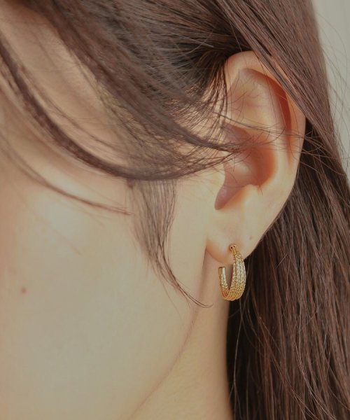 K18ミラーカット7連 フープピアス 