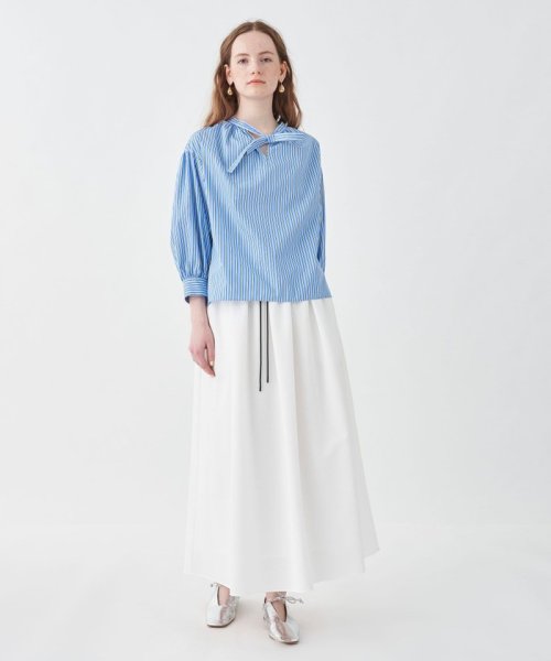 シアーサッカーギャザーロングスカート 