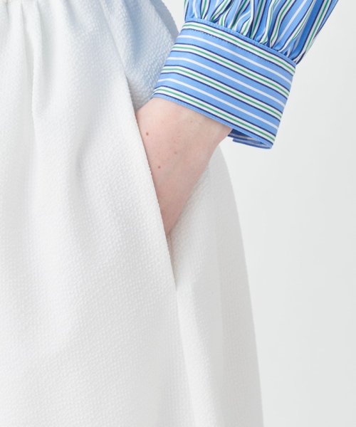 シアーサッカーギャザーロングスカート 