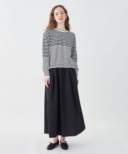 シアーサッカーギャザーロングスカート 