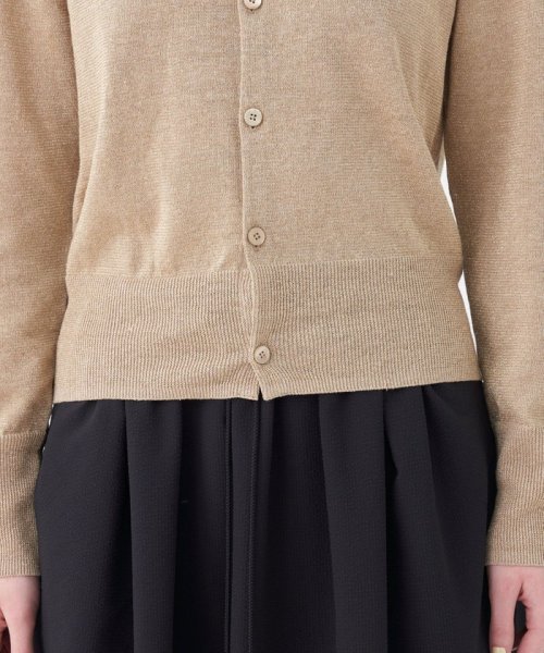 プレーンリネン クルーネックカーディガン 