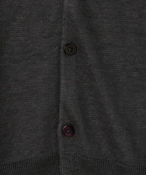 プレーンリネン クルーネックカーディガン 