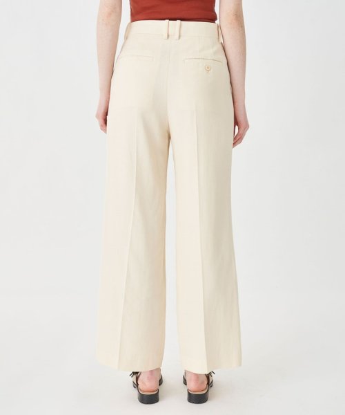 コットンアセテートツイル タックフレアパンツ 