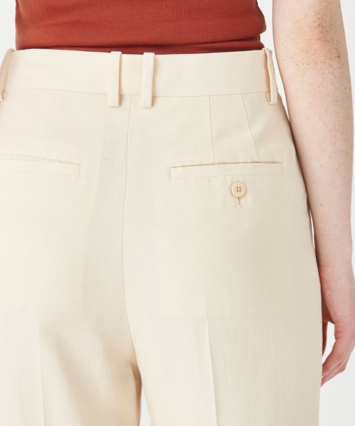 コットンアセテートツイル タックフレアパンツ 