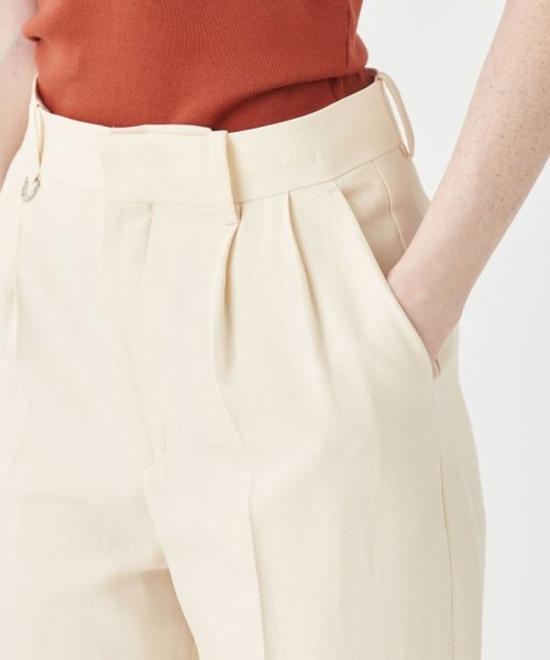 コットンアセテートツイル タックフレアパンツ 