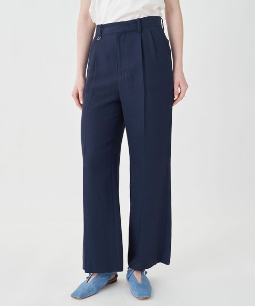 コットンアセテートツイル タックフレアパンツ 