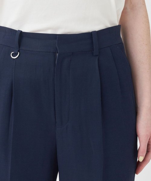 コットンアセテートツイル タックフレアパンツ 