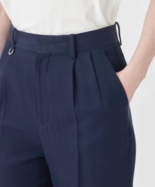 コットンアセテートツイル タックフレアパンツ 