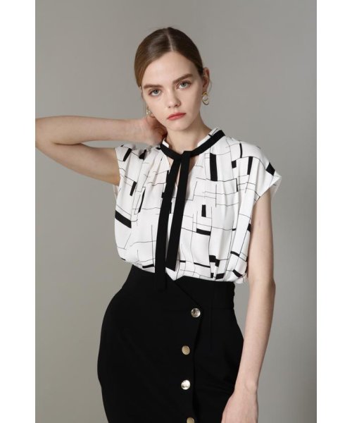 ◇[WEB先行販売] スクエアブロックプリントブラウス(506161883  