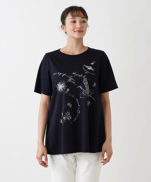 刺繍半袖Tシャツ【Leilian WHITE LABEL】 WHITE LABEL