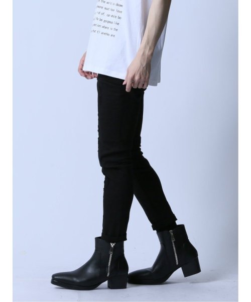 ストレッチ リペア アンクルスキニーデニム ストレッチ リペア