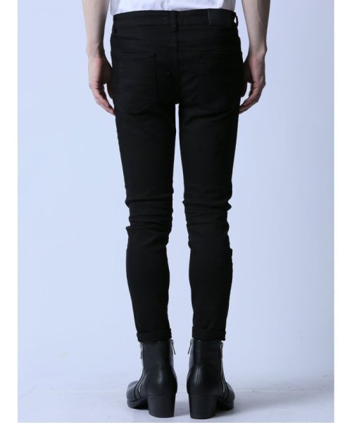 ストレッチ リペア アンクルスキニーデニム ストレッチ リペア