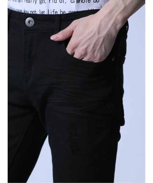 ストレッチ リペア アンクルスキニーデニム ストレッチ リペア