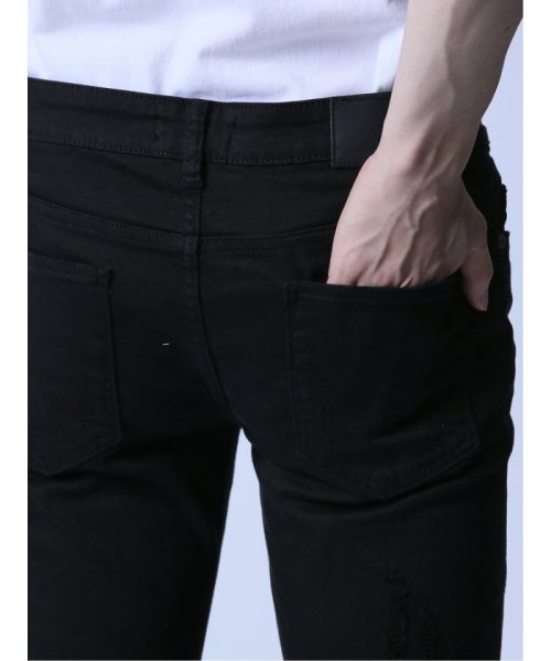 ストレッチ リペア アンクルスキニーデニム ストレッチ リペア