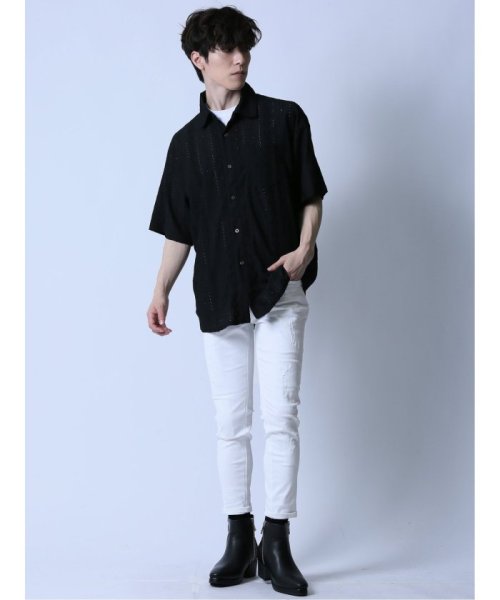 ストレッチ リペア アンクルスキニーデニム ストレッチ リペア