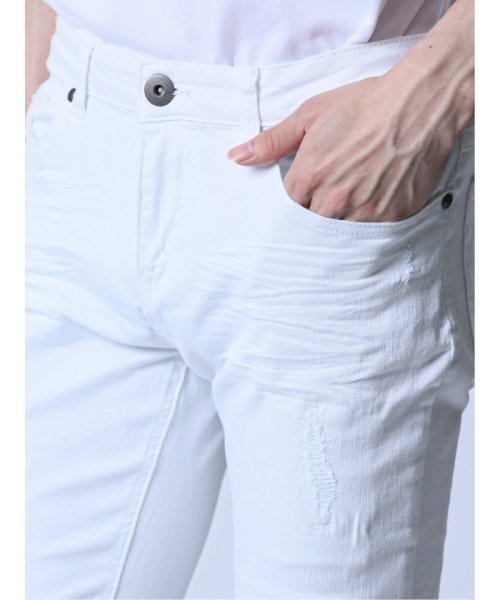 ストレッチ リペア アンクルスキニーデニム ストレッチ リペア