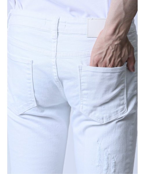 ストレッチ リペア アンクルスキニーデニム ストレッチ リペア