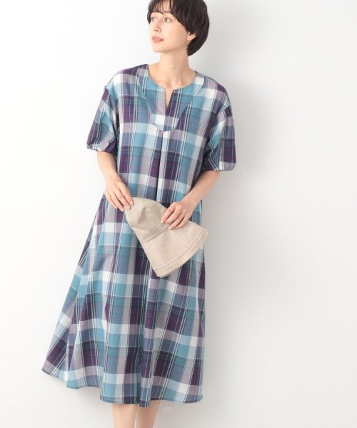 セール】 デッサン(Dessin) |【洗える】パフ袖チェックワンピース（S  