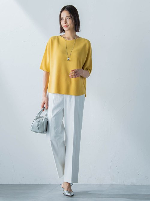 【新色追加】ホールガーメント5分袖ニットプルオーバー≪手洗い可能≫ 