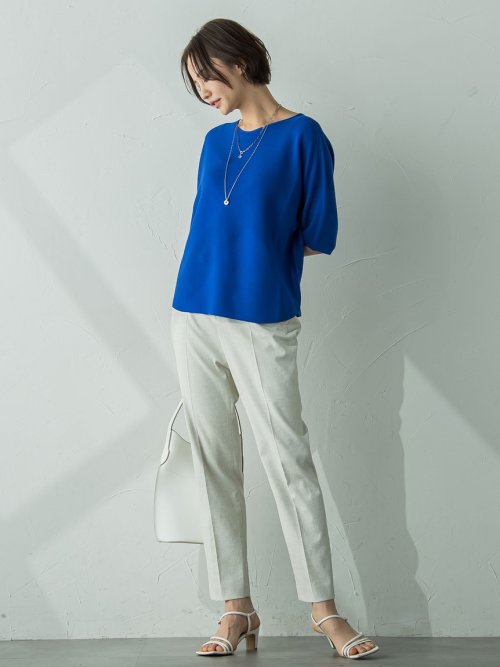 【新色追加】ホールガーメント5分袖ニットプルオーバー≪手洗い可能≫ 