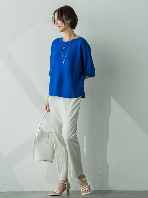 【新色追加】ホールガーメント5分袖ニットプルオーバー≪手洗い可能≫ 