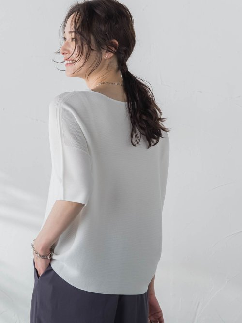 【新色追加】ホールガーメント5分袖ニットプルオーバー≪手洗い可能≫ 