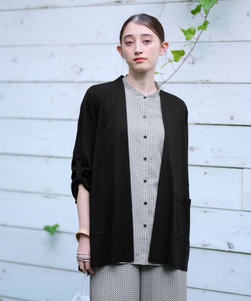 【接触冷感 洗える】袖ターンナップのライトハオリ 