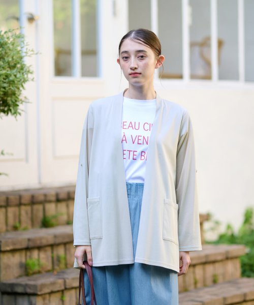 【接触冷感 洗える】袖ターンナップのライトハオリ 