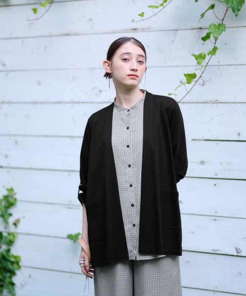 【接触冷感 洗える】袖ターンナップのライトハオリ 