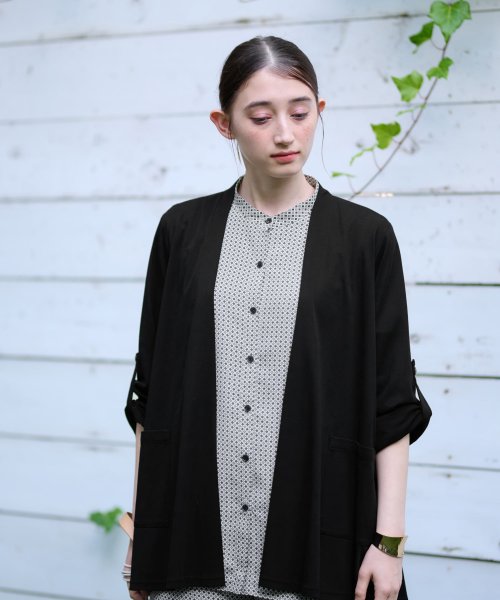 【接触冷感 洗える】袖ターンナップのライトハオリ 