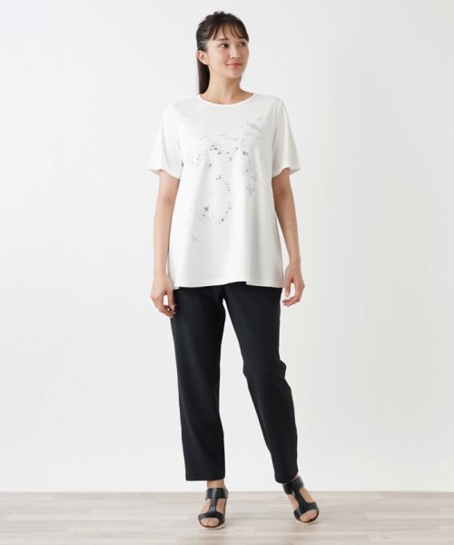 刺繍半袖Tシャツ【Leilian WHITE LABEL】 WHITE LABEL