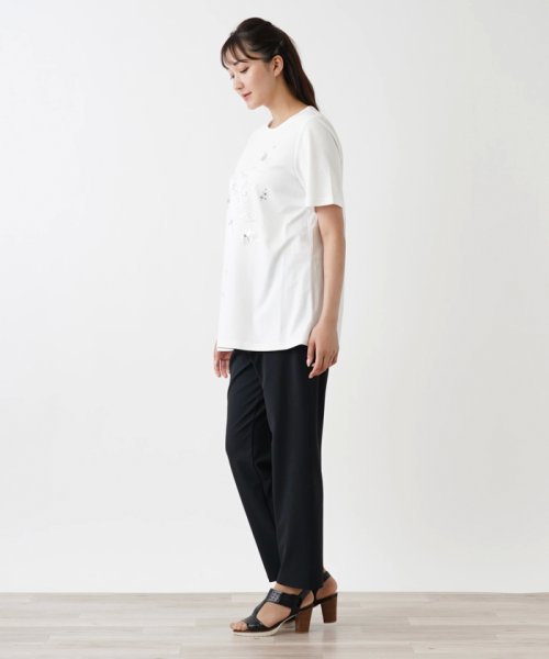 刺繍半袖Tシャツ【Leilian WHITE LABEL】 WHITE LABEL