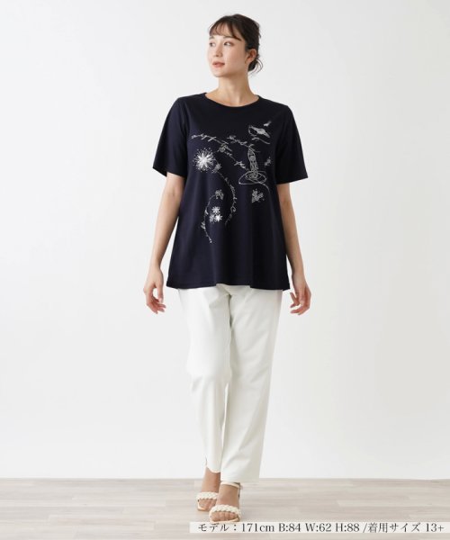 刺繍半袖Tシャツ【Leilian WHITE LABEL】 WHITE LABEL