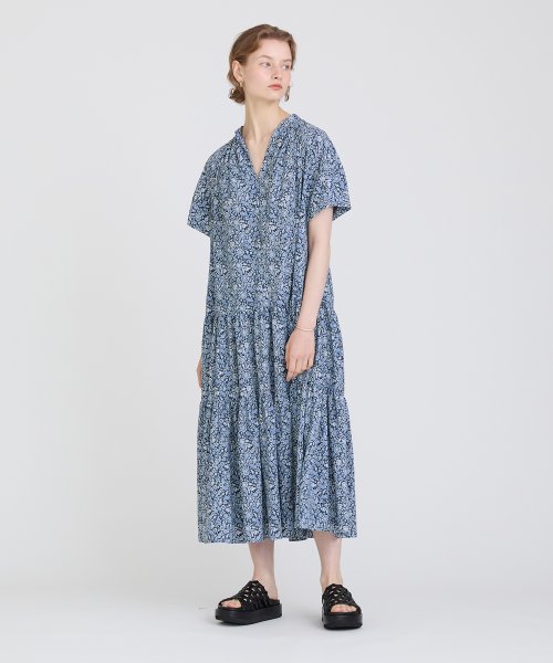 ペイズリープリントティアードワンピース 