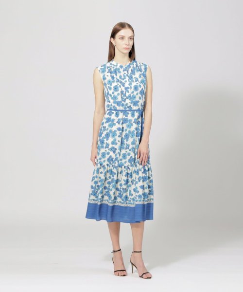 フラワーパネルプリント サックドレス 