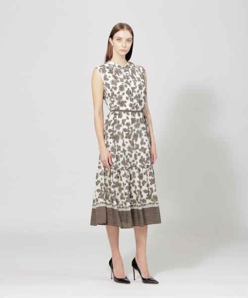 フラワーパネルプリント サックドレス 