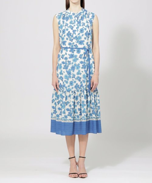 フラワーパネルプリント サックドレス 