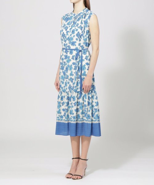 フラワーパネルプリント サックドレス 