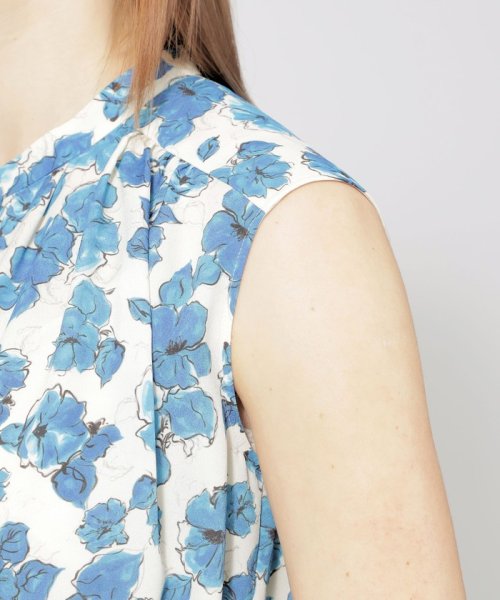 フラワーパネルプリント サックドレス 