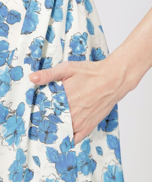 フラワーパネルプリント サックドレス 