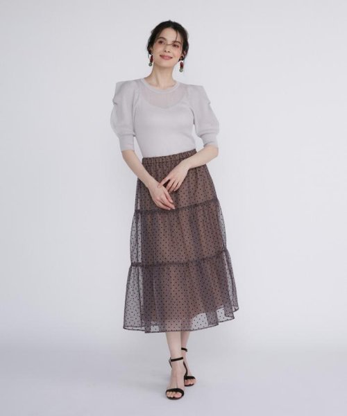 ボリュームスリーブシアーニット 