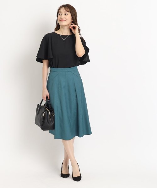 【洗える／日本製／シワになりにくい／清涼感／セットアップ可】オンオフ活躍する、大人フリルブラウス 