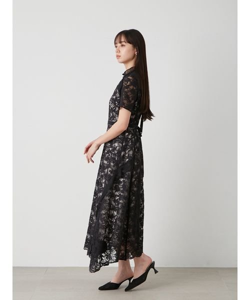 シフォンフリルレースドレス グレー 予めご了承ください