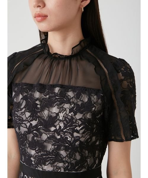 シフォンフリルレースドレス グレー 予めご了承ください