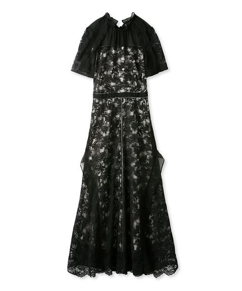 シフォンフリルレースドレス グレー 予めご了承ください