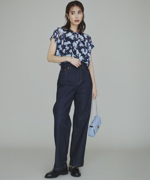 【洗える】Ratti シャドーフラワー プリント ブラウス シャドーフラワー プリント